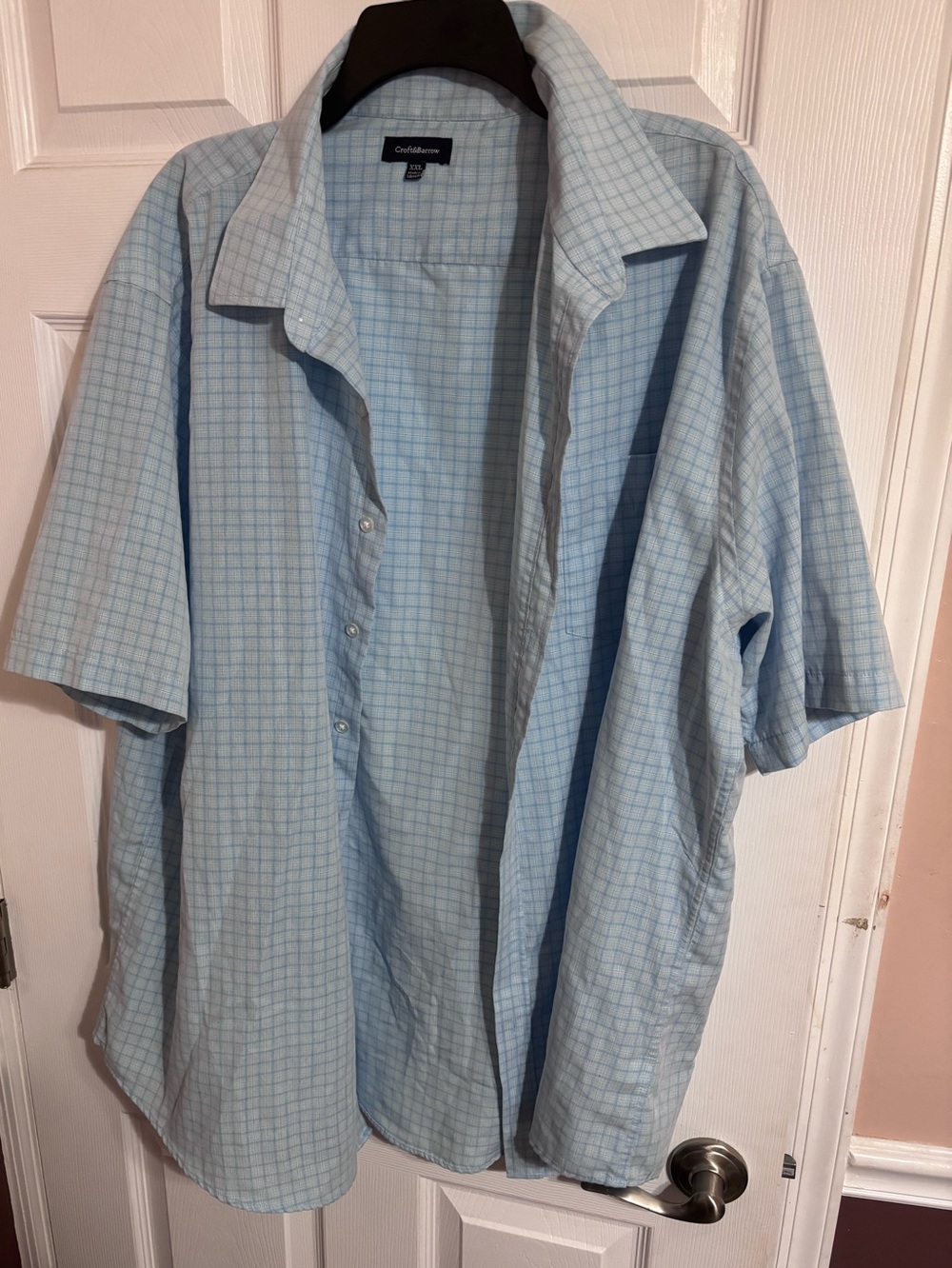 Croft & Barrow Light Blue Checked Button-Up Shirt xxl